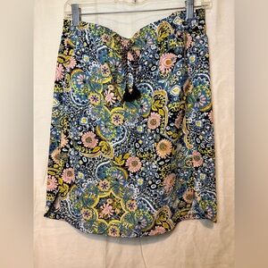 LOFT Paisley Drawstring Skirt in Blue, Yellow, and Pink